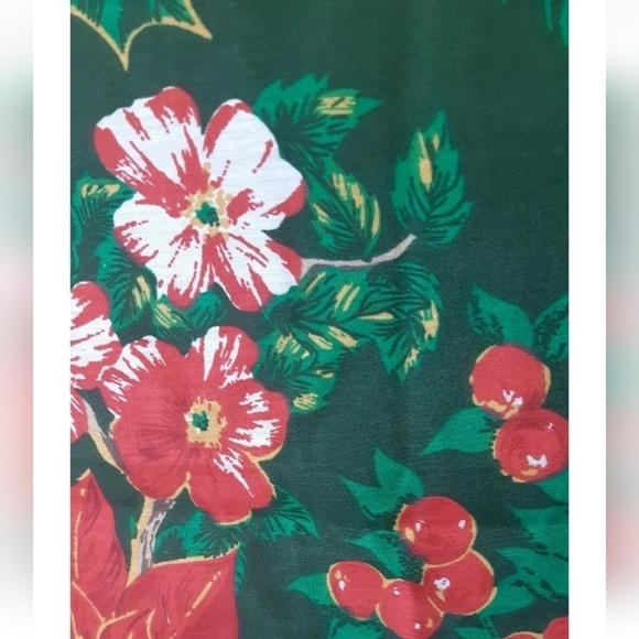 VTG SANTA CLAUS Christmas toy sack poinsettia ruffle pillow sham standard USA - Picture 5 of 8